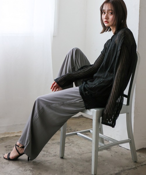 VitaFelice（ヴィータフェリーチェ）の「スムースタッチ　レーヨン　イージーロングパンツ（その他ルームウェア・レディース・ブラック/ベージュ/グレー/ブルー・FREE）」の5枚目の写真