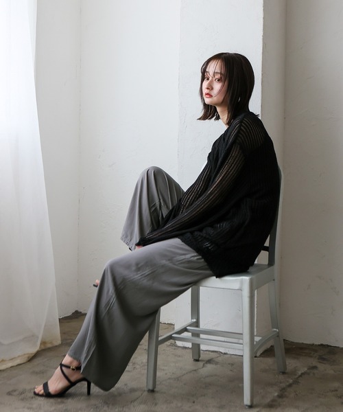 VitaFelice（ヴィータフェリーチェ）の「スムースタッチ　レーヨン　イージーロングパンツ（その他ルームウェア・レディース・ブラック/ベージュ/グレー/ブルー・FREE）」の6枚目の写真