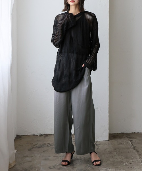 VitaFelice（ヴィータフェリーチェ）の「スムースタッチ　レーヨン　イージーロングパンツ（その他ルームウェア・レディース・ブラック/ベージュ/グレー/ブルー・FREE）」の7枚目の写真