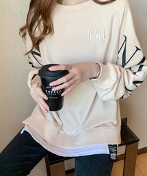 袖ロゴプリントトレーナー