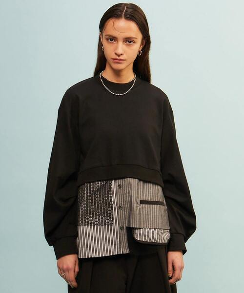 SOFFITTO(ソフィット)の「【AULA AILA別注】SHIRT COMBINATION PULLOVER(その他トップス・レディース・オフホワイト/ブラック・FREE)」の2枚目の写真