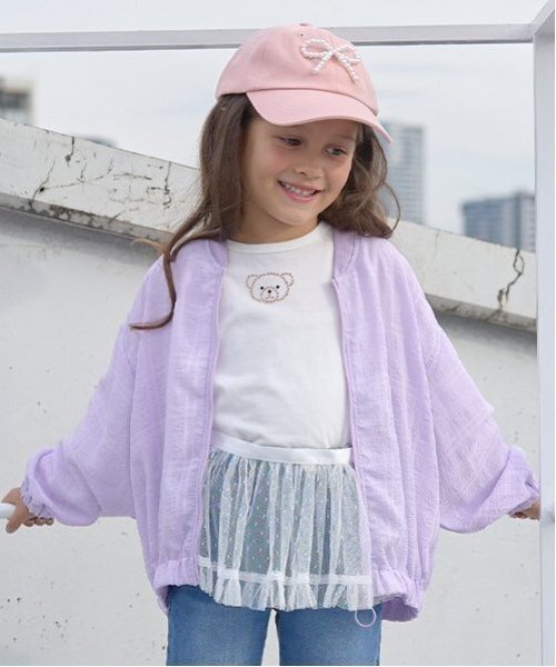 Lycee mine(リセマイン)の「【セットアップ可能】シアービッグシルエットジャケット【子供服】【キッズ】【女の子】(ブルゾン・キッズ・レモンイエロー/オフホワイト/ラベンダー・150cm/140cm/110cm/100cm/130cm/120cm)」の2枚目の写真