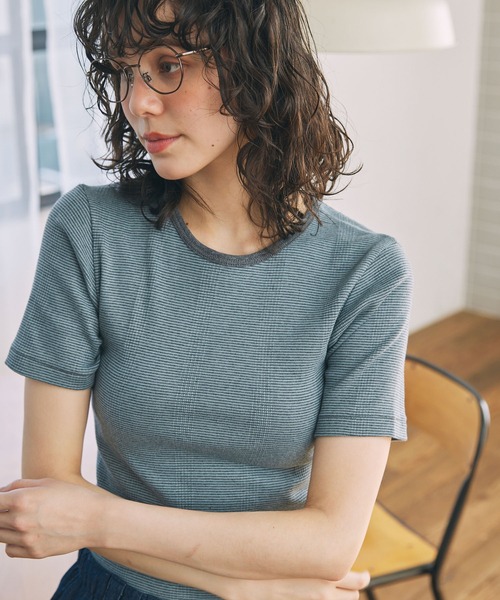 MILLER(ミラー)の「【Robert P. Miller / ロバート・ピー・ミラー】リブ コットン クルーネック Tシャツ(Tシャツ/カットソー・レディース・レッド系/グレー系2/グレー系1/グリーン系/ブラック/アイボリー/ブラウン系1/ブラウン系/ベージュ/ブラック系/イエロー系/グレー系/グリーン系1/ネイビー系・FREE)」の5枚目の写真