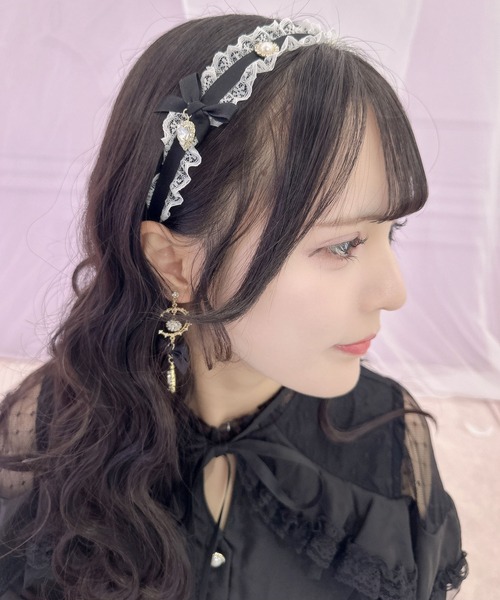 Sugri リバーレース リボン カチューシャ セール】ビッグリボンカチューシャ/レース（カチューシャ