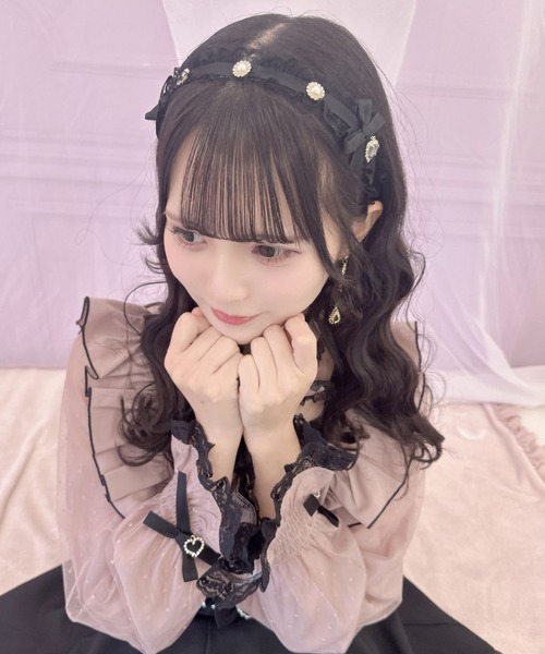 ROJITA（ロジータ）の「サイドリボンレースフリルカチューシャ（カチューシャ・レディース・マルチ/ブラック/ピンク・FREE）」の10枚目の写真