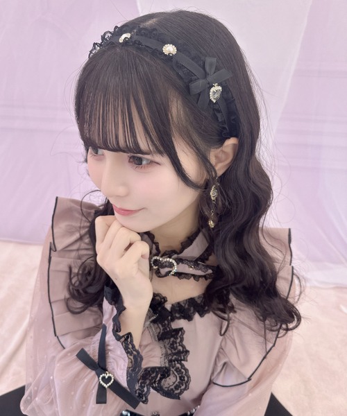 ROJITA（ロジータ）の「サイドリボンレースフリルカチューシャ（カチューシャ・レディース・マルチ/ブラック/ピンク・FREE）」の12枚目の写真