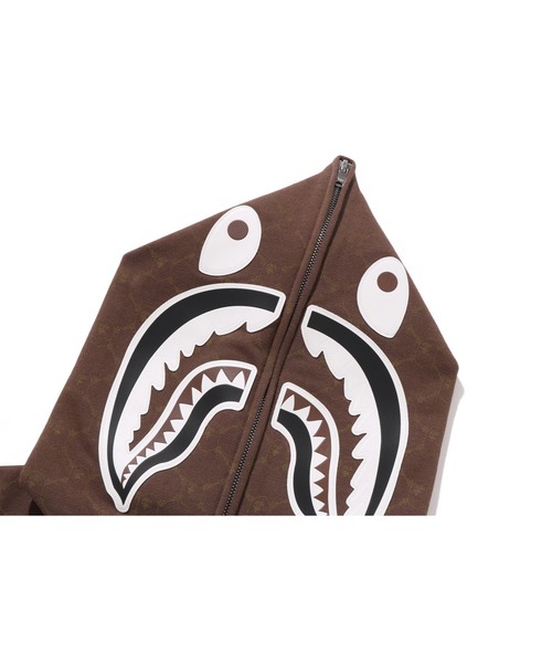 COLLEGE MONOGRAM RELAXED FIT SHARK FULL ZIP HOODIE M