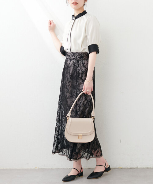natural couture（ナチュラルクチュール）の「osonoなみなみ釦バイカラーブラウス（シャツ/ブラウス・レディース・ブラウン/ピンクベージュ/ミント/ネイビー/オフホワイト・FREE）」の9枚目の写真