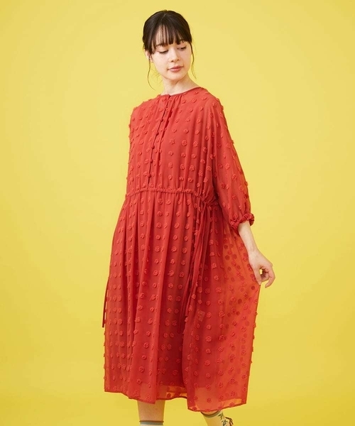 Jocomomola(ホコモモラ)の「ビックドットドビーワンピース(ワンピース・レディース・レッド/モカ/ブラック・40)」の1枚目の写真