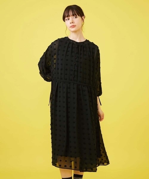 Jocomomola(ホコモモラ)の「ビックドットドビーワンピース(ワンピース・レディース・レッド/モカ/ブラック・40)」の2枚目の写真