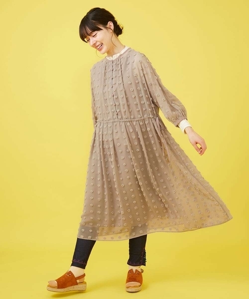 Jocomomola(ホコモモラ)の「ビックドットドビーワンピース(ワンピース・レディース・レッド/モカ/ブラック・40)」の13枚目の写真