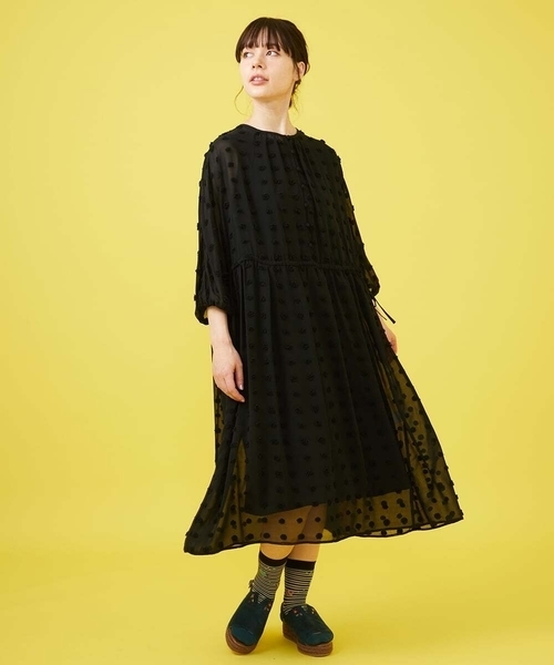 Jocomomola(ホコモモラ)の「ビックドットドビーワンピース(ワンピース・レディース・レッド/モカ/ブラック・40)」の7枚目の写真