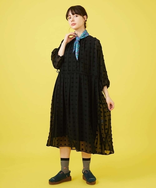Jocomomola(ホコモモラ)の「ビックドットドビーワンピース(ワンピース・レディース・レッド/モカ/ブラック・40)」の8枚目の写真