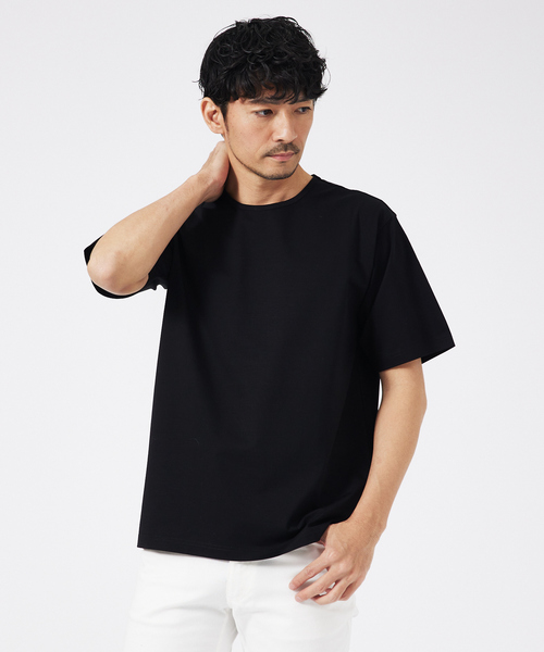 ABAHOUSE GRAY（アバハウスグレイ）の「【通年生地使用】シルケット天竺 半袖Tシャツ（Tシャツ/カットソー・メンズ・ホワイト/グリーン/ネイビー/ブラック/グレイッシュベージュ・50/48/46/44）」の3枚目の写真