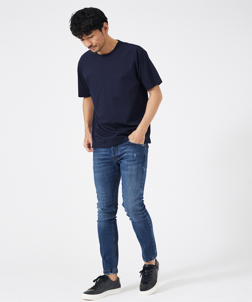 ABAHOUSE GRAY（アバハウスグレイ）の「【通年生地使用】シルケット天竺 半袖Tシャツ（Tシャツ/カットソー・メンズ・ホワイト/グリーン/ネイビー/ブラック/グレイッシュベージュ・50/48/46/44）」の16枚目の写真