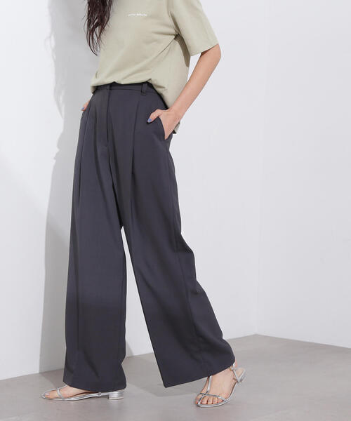 N.（N. Natural Beauty Basic）（エヌエヌナチュラルビューティーベーシック）の「ライトタックワイドパンツ（その他パンツ・レディース・チャコールグレー/オフホワイト/ブラウン・MEDIUM/SMALL）」の7枚目の写真