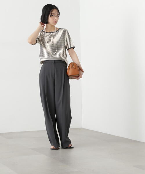 N.（N. Natural Beauty Basic）（エヌエヌナチュラルビューティーベーシック）の「ライトタックワイドパンツ（その他パンツ・レディース・チャコールグレー/オフホワイト/ブラウン・MEDIUM/SMALL）」の17枚目の写真