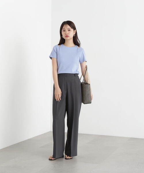 N.（N. Natural Beauty Basic）（エヌエヌナチュラルビューティーベーシック）の「ライトタックワイドパンツ（その他パンツ・レディース・チャコールグレー/オフホワイト/ブラウン・MEDIUM/SMALL）」の18枚目の写真