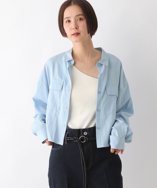 LEPSIM（レプシィム）の「Wポケット短丈シャツ　323752（シャツ/ブラウス・レディース・オフホワイト/ライトブルー・FREE）」の2枚目の写真
