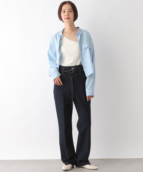 LEPSIM（レプシィム）の「Wポケット短丈シャツ　323752（シャツ/ブラウス・レディース・オフホワイト/ライトブルー・FREE）」の13枚目の写真