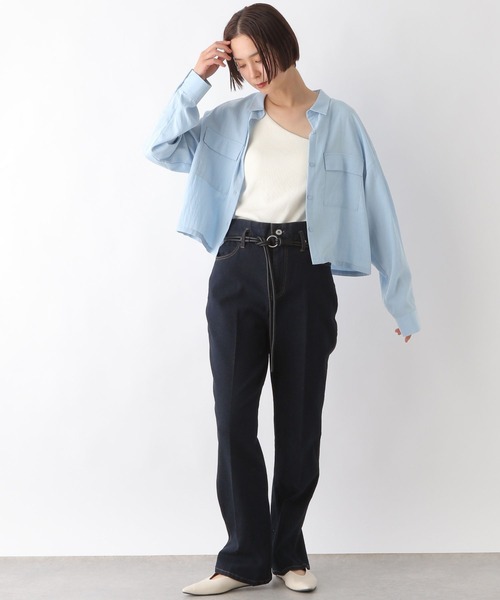LEPSIM（レプシィム）の「Wポケット短丈シャツ　323752（シャツ/ブラウス・レディース・オフホワイト/ライトブルー・FREE）」の14枚目の写真