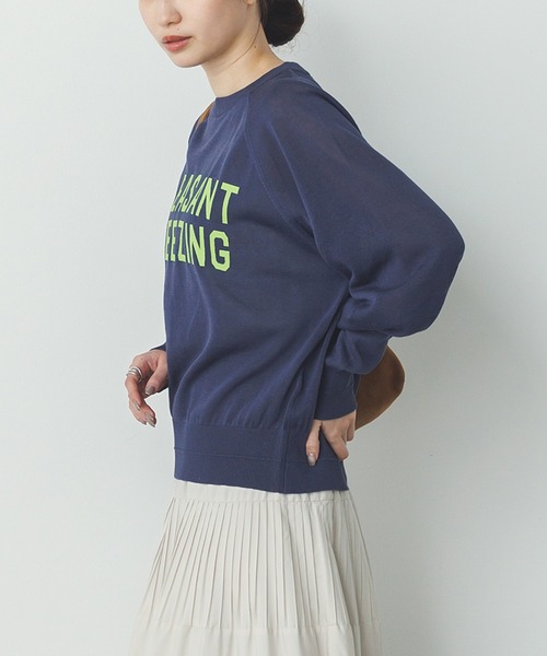 hunch(ハンチ)の「ペーパーライクシアー ロゴプリントニット(ニット/セーター・レディース・ブルー系その他/ベージュ系その他/グレー系その他/ネイビー系・FREE)」の8枚目の写真