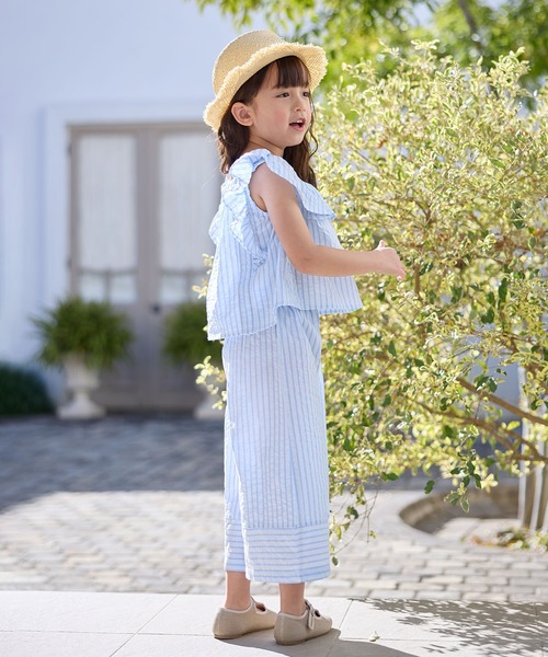 Piet（ピエット）の「フリルブラウス ストライプ セットアップ（セットアップ・キッズ・ブラック/サックスブルー・100/110/120/130）」の7枚目の写真