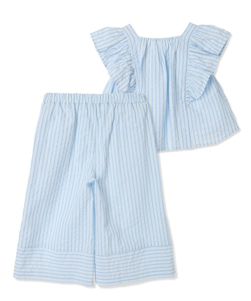 Piet（ピエット）の「フリルブラウス ストライプ セットアップ（セットアップ・キッズ・ブラック/サックスブルー・100/110/120/130）」の11枚目の写真