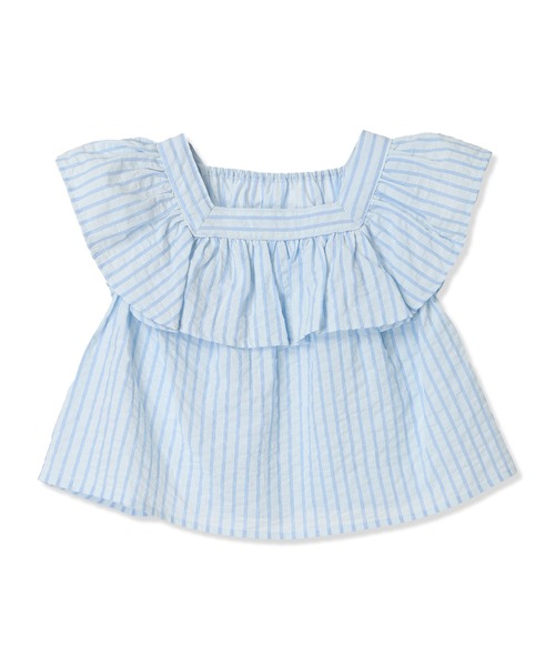 Piet（ピエット）の「フリルブラウス ストライプ セットアップ（セットアップ・キッズ・ブラック/サックスブルー・100/110/120/130）」の12枚目の写真