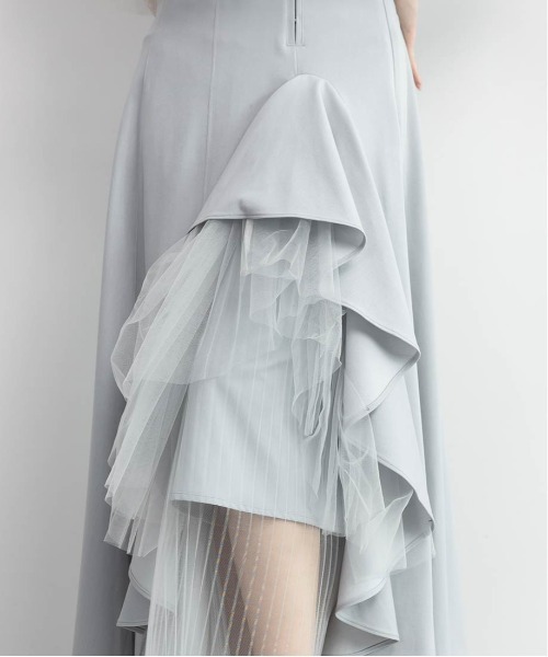 RANDA（ランダ）の「デザインフリルハイウエストスカート（スカート・レディース・インディゴブルー/グレー/アイボリー・1/0）」の10枚目の写真