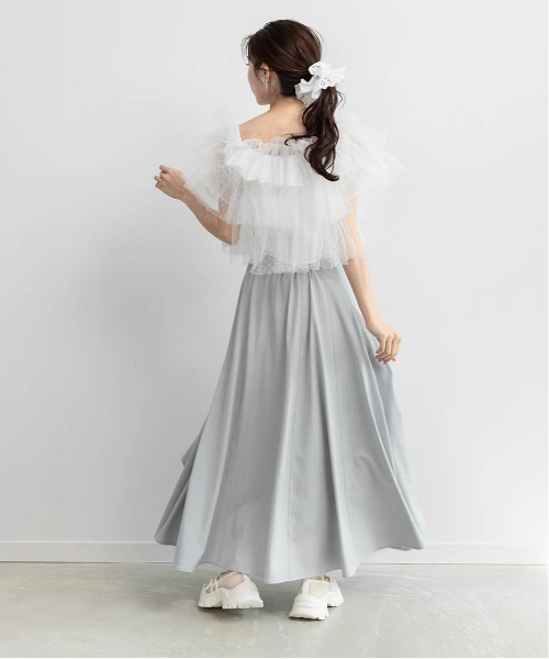 RANDA（ランダ）の「デザインフリルハイウエストスカート（スカート・レディース・インディゴブルー/グレー/アイボリー・1/0）」の12枚目の写真