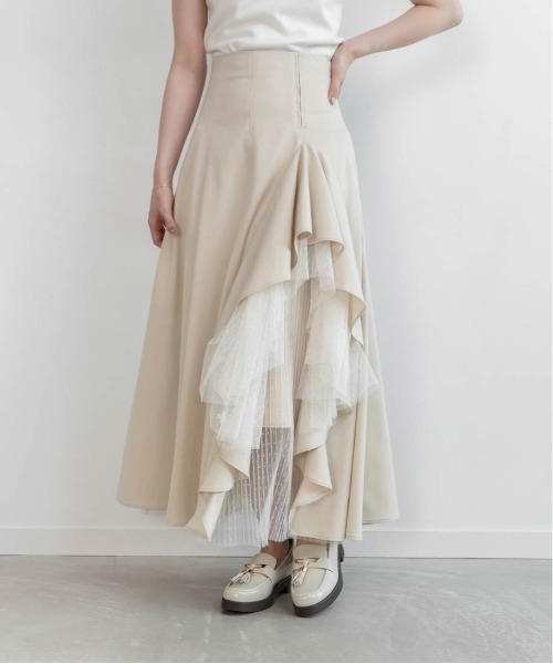 RANDA（ランダ）の「デザインフリルハイウエストスカート（スカート・レディース・インディゴブルー/グレー/アイボリー・1/0）」の15枚目の写真