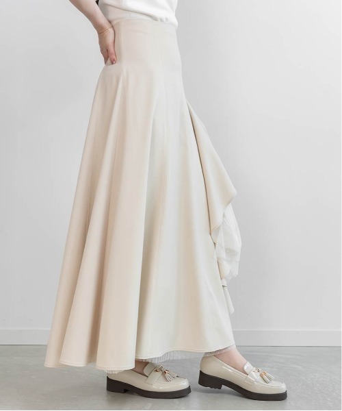 RANDA（ランダ）の「デザインフリルハイウエストスカート（スカート・レディース・インディゴブルー/グレー/アイボリー・1/0）」の18枚目の写真