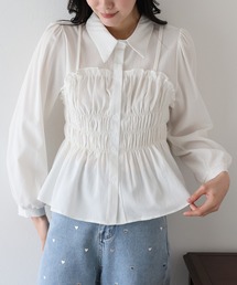 シャーリングビスチェレイヤードシャツ