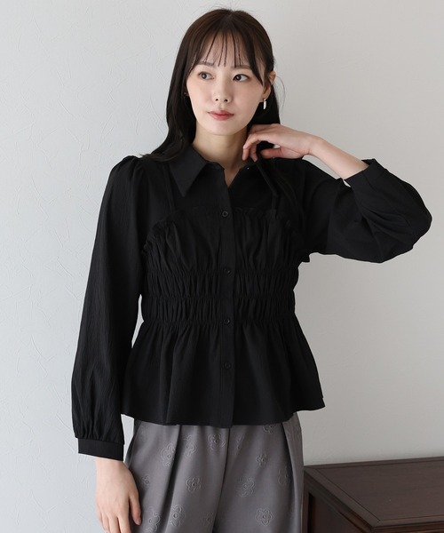 セール】シャーリングビスチェレイヤードシャツ（シャツ/ブラウス