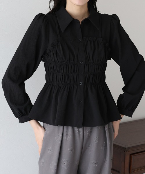 BLUEEAST(ブルーイースト)の「シャーリングビスチェレイヤードシャツ(シャツ/ブラウス・レディース・ベージュ/ホワイト/ブラック/ミント/ブラウン・MEDIUM)」の22枚目の写真