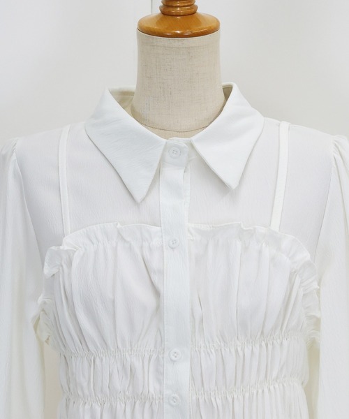 BLUEEAST(ブルーイースト)の「シャーリングビスチェレイヤードシャツ(シャツ/ブラウス・レディース・ベージュ/ホワイト/ブラック/ミント/ブラウン・MEDIUM)」の13枚目の写真