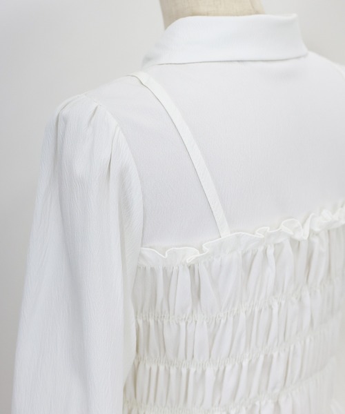 BLUEEAST(ブルーイースト)の「シャーリングビスチェレイヤードシャツ(シャツ/ブラウス・レディース・ベージュ/ホワイト/ブラック/ミント/ブラウン・MEDIUM)」の12枚目の写真