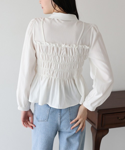 BLUEEAST(ブルーイースト)の「シャーリングビスチェレイヤードシャツ(シャツ/ブラウス・レディース・ベージュ/ホワイト/ブラック/ミント/ブラウン・MEDIUM)」の10枚目の写真