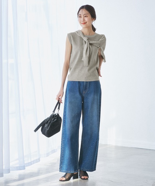 洗濯機OK】LEVITAゼロスリーブサマーニットプルオーバー（ニット