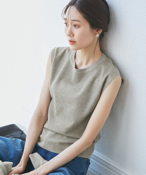 洗濯機OK】LEVITAゼロスリーブサマーニットプルオーバー（ニット