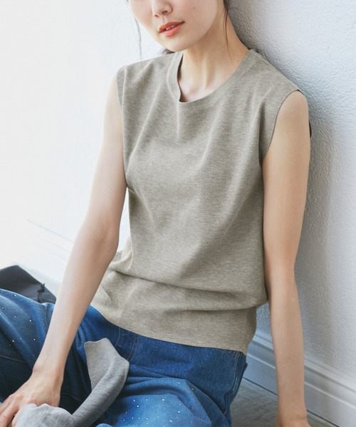 ROPE' PICNIC（ロペピクニック）の「【洗濯機OK】LEVITAゼロスリーブサマーニットプルオーバー（ニット/セーター・レディース・ベージュ/その他2/ライトグレー・38）」の10枚目の写真