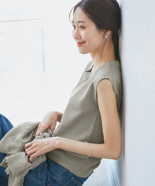 ROPE' PICNIC（ロペピクニック）の「【洗濯機OK】LEVITAゼロスリーブサマーニットプルオーバー（ニット/セーター・レディース・ベージュ/その他2/ライトグレー・38）」の11枚目の写真