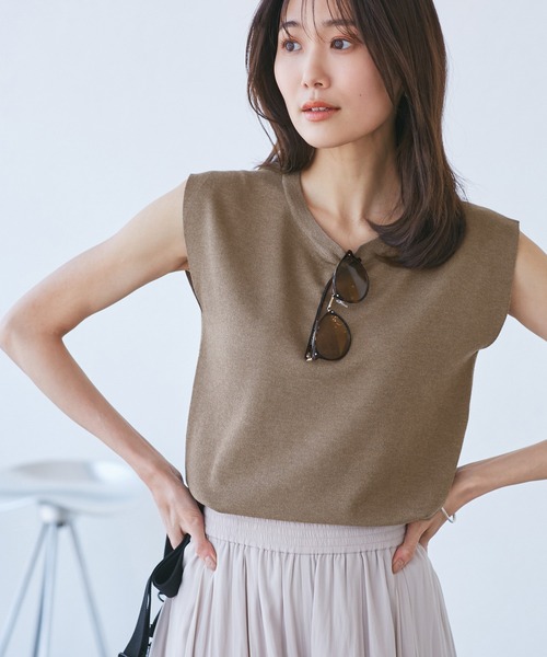 ROPE' PICNIC（ロペピクニック）の「【洗濯機OK】LEVITAゼロスリーブサマーニットプルオーバー（ニット/セーター・レディース・ベージュ/その他2/ライトグレー・38）」の20枚目の写真