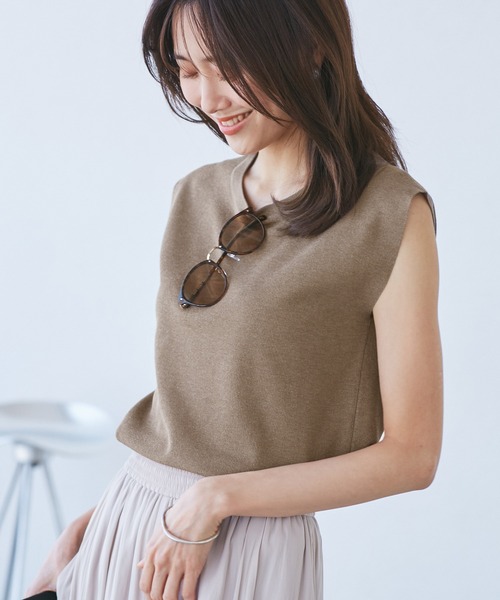 ROPE' PICNIC（ロペピクニック）の「【洗濯機OK】LEVITAゼロスリーブサマーニットプルオーバー（ニット/セーター・レディース・ベージュ/その他2/ライトグレー・38）」の21枚目の写真