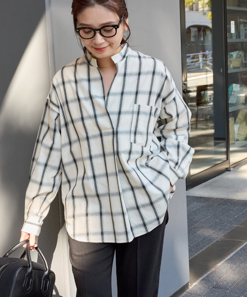 JOURNAL STANDARD（ジャーナルスタンダード）の「《追加2》スタンドプルオーバー（シャツ/ブラウス・レディース・ブラック系その他/ホワイト×ホワイト/ホワイト/ピンク/ブラックミックス・FREE）」の2枚目の写真