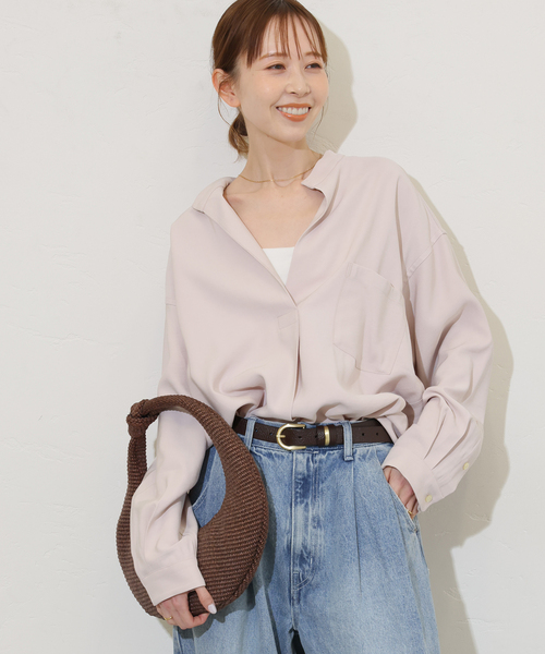 JOURNAL STANDARD（ジャーナルスタンダード）の「《追加2》スタンドプルオーバー（シャツ/ブラウス・レディース・ブラック系その他/ホワイト×ホワイト/ホワイト/ピンク/ブラックミックス・FREE）」の9枚目の写真