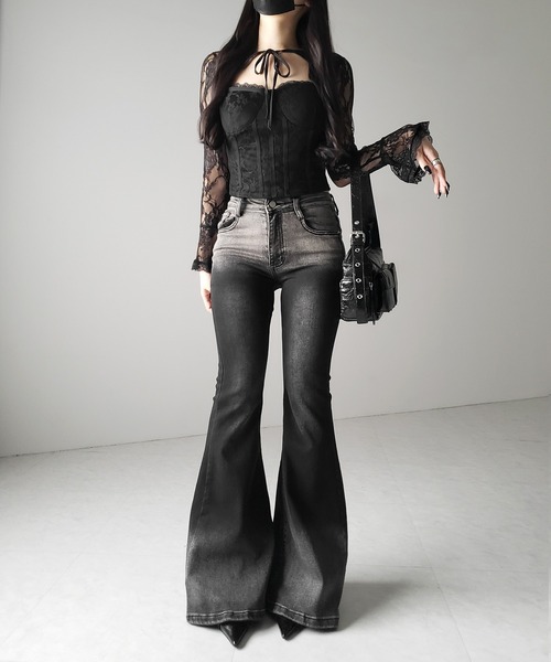 me+em select（ミームセレクト）の「【 ２color 】チョーカーネックリボンコルセットレーストップス ／ choker neck ribbon corset lace tops（その他トップス・レディース・ブラック/ホワイト・FREE）」の17枚目の写真