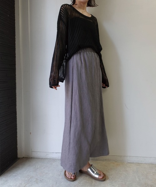 CORNERS（コーナーズ）の「楊柳ナロースカート（スカート・レディース・サックスブルー/ブラック/アイボリー/グレー・M）」の4枚目の写真