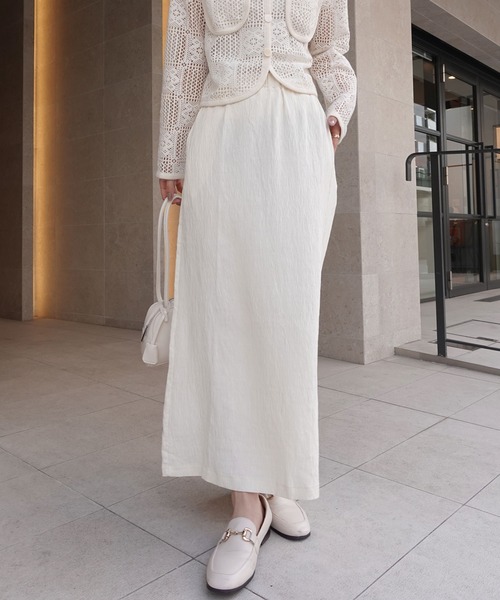 CORNERS（コーナーズ）の「楊柳ナロースカート（スカート・レディース・サックスブルー/ブラック/アイボリー/グレー・M）」の19枚目の写真